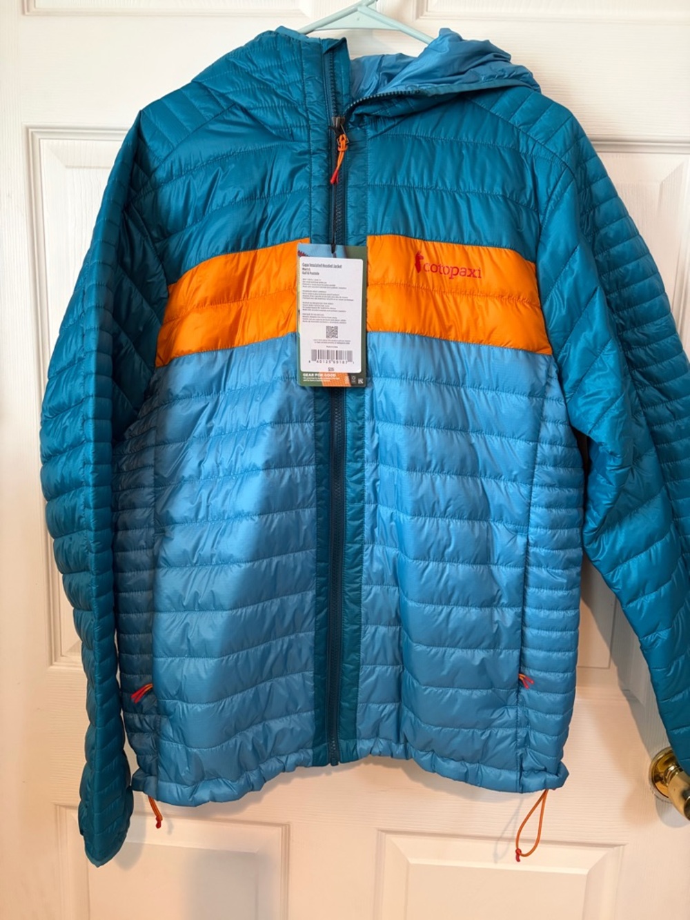 Cotopaxi Capa Hooded Teal & Orange Packable Hooded Puffer Jacket - Picture 2 of 4